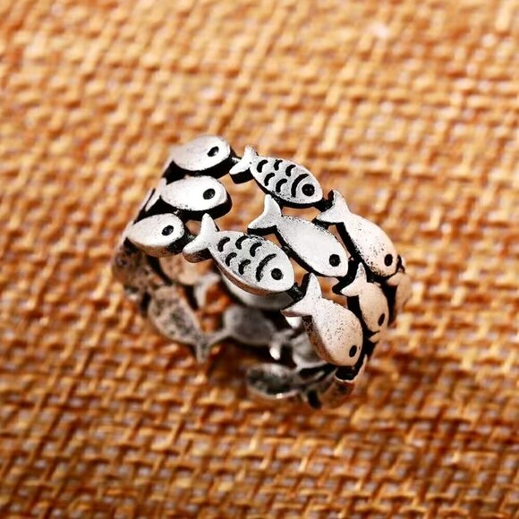 Silver 925 Fish Boho Ring #806 - Picture 5 of 10